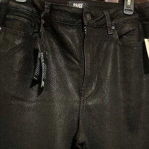 PAIGE Annesa Wide Leg Fog Luxe Coating Black Jeans Women’s Size 32